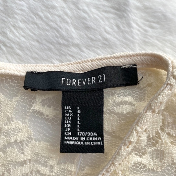 NWT Forever 21 Cream Dress with Lace in Size Large - Picture 10 of 11